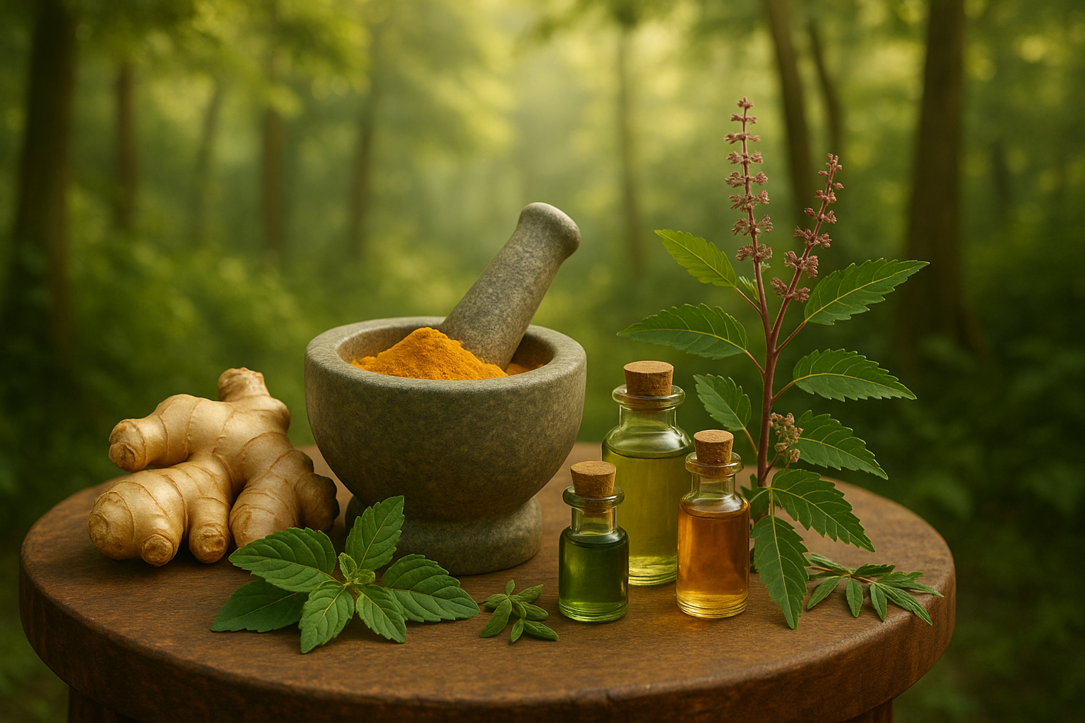 create ayurvedic related images like with nature 